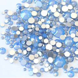 Glass rhinestones BLUE OPAL 100pcs