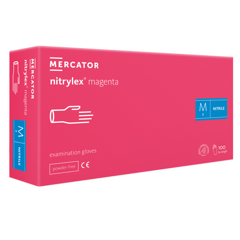 Nitrilinės pirštinės be pudros Nitrylex MAGENTA M